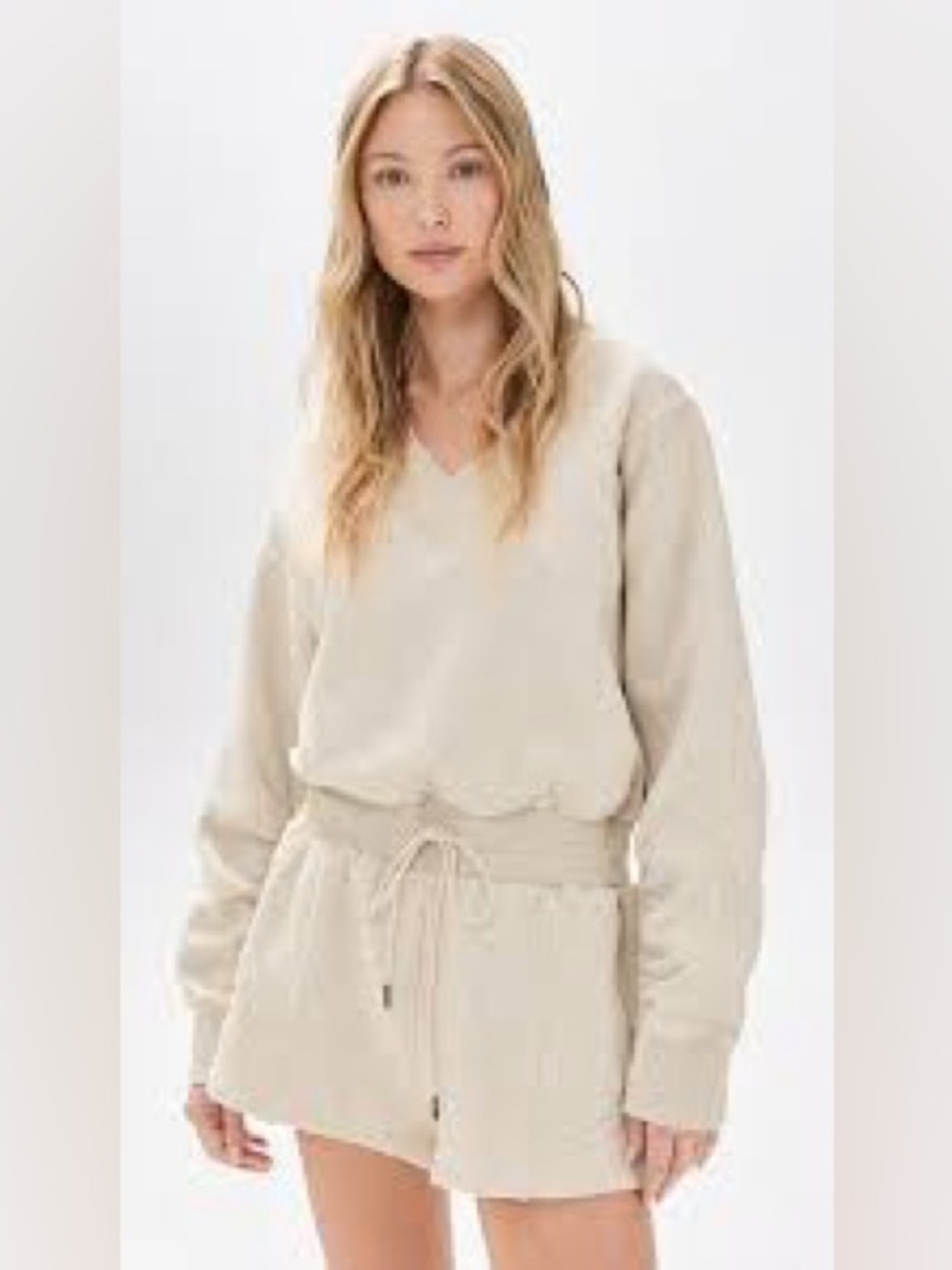 FP Movement Free People Intercept Romper Oatmeal Heather Cream Sweatshirt Shorts